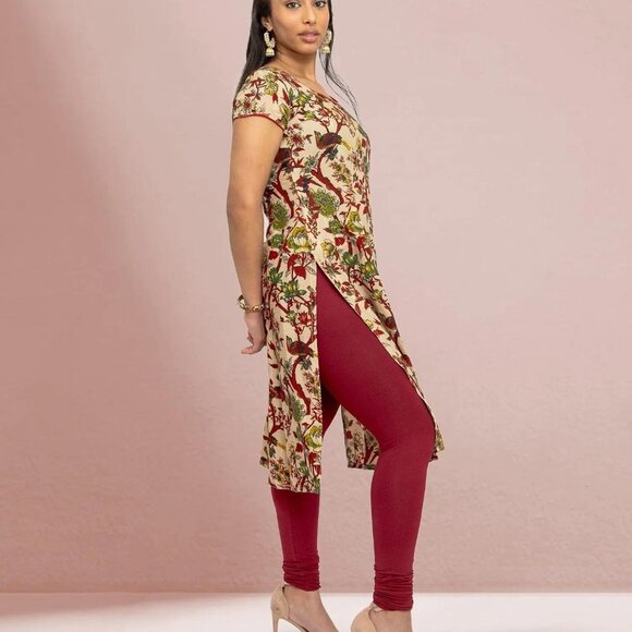 Warm Ivory Printed Indian Kurta | Muvvas Boutique - Picture 2 of 5